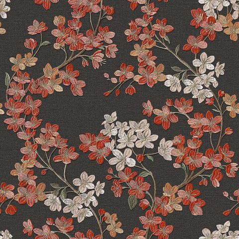 Dutch Wallcoverings - Grace - Flower - Grace Cherry blossom black/red GR322207