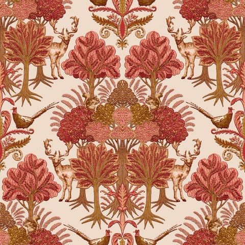 Dutch Wallcoverings - Tapestry - Nordic Deer Forest Red