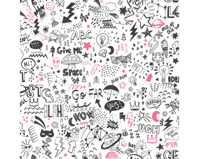 Doodle White Neon Pink 13340